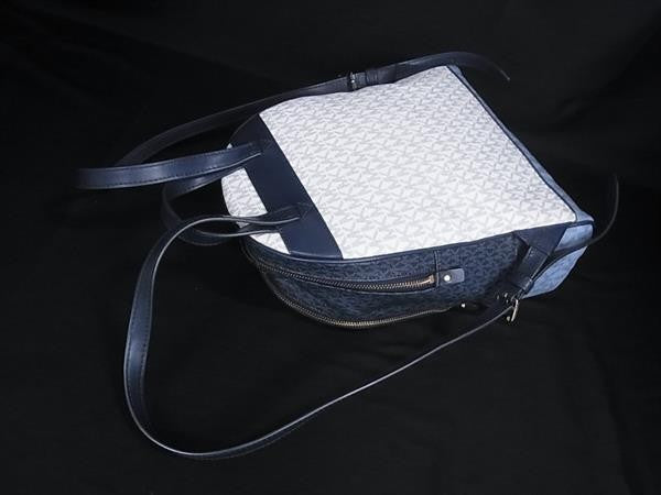 MICHAEL KORS マイケルコース リュックサック RHEA ZIP バックパック 30S0GEZB2V ブルー系 × ホワイト系 PVC レザー レディース ゴールド金具 超美品