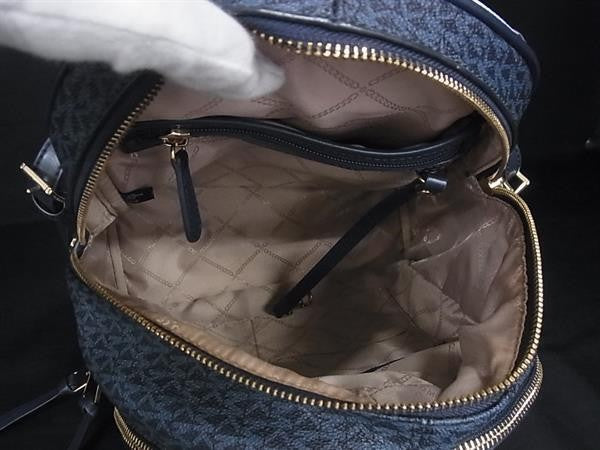 MICHAEL KORS マイケルコース リュックサック RHEA ZIP バックパック 30S0GEZB2V ブルー系 × ホワイト系 PVC レザー レディース ゴールド金具 超美品