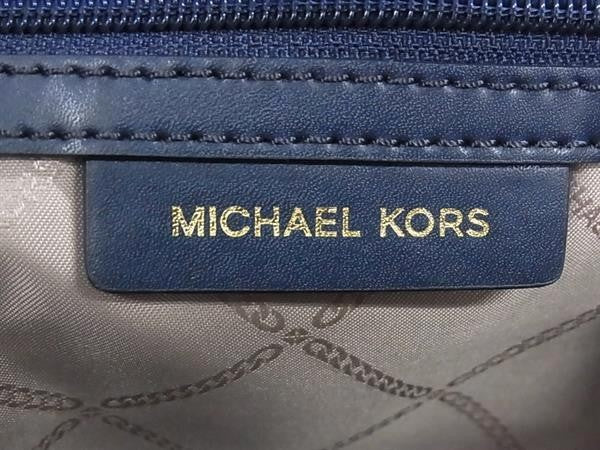 MICHAEL KORS マイケルコース リュックサック RHEA ZIP バックパック 30S0GEZB2V ブルー系 × ホワイト系 PVC レザー レディース ゴールド金具 超美品
