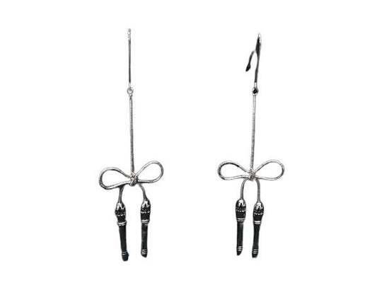 DIOR ディオール ピアス リボンモチーフ フックピアス シルバー系 メタル レディース 超美品