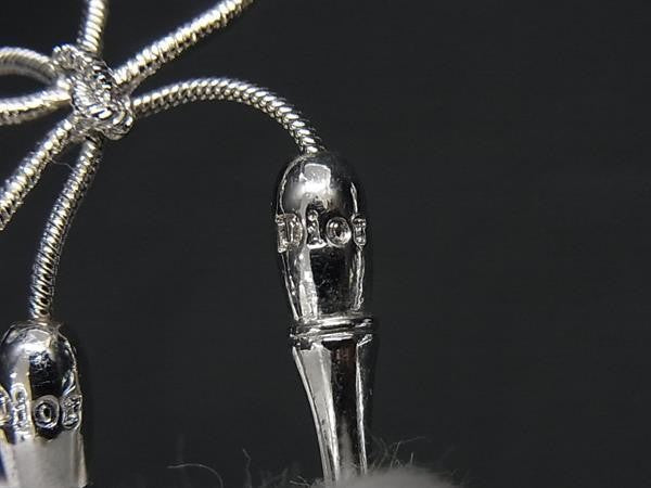 DIOR ディオール ピアス リボンモチーフ フックピアス シルバー系 メタル レディース 超美品