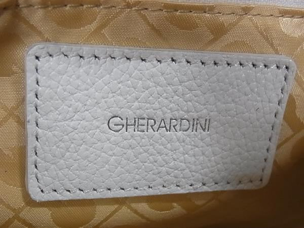 GHERARDINI ゲラルディーニ ショルダーバッグ ソフティ 730007 ホワイト系 ポリエステル・ポリウレタンコーティング × レザー レディース シルバー金具 超美品