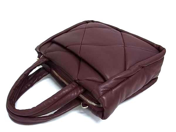 COLE HAAN コールハーン ハンドバッグ キルテッド パフトート レザー ボルドー レディース 2WAY 超美品