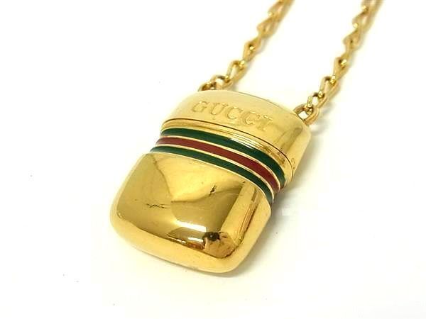 GUCCI グッチ ネックレス オールドグッチ シェリーライン メタル ゴールド ユニセックス ピルケース