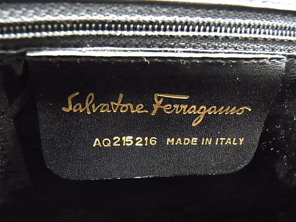 Salvatore Ferragamo フェラガモ ハンドバッグ ヴァラリボン AQ215216 ブラック レザー レディース 2WAY ゴールド金具 美品