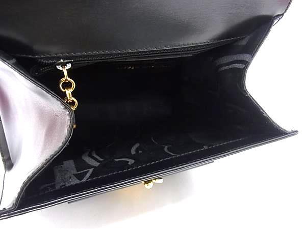Salvatore Ferragamo フェラガモ ハンドバッグ ヴァラリボン AQ215216 ブラック レザー レディース 2WAY ゴールド金具 美品