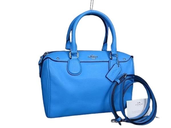COACH コーチ ハンドバッグ F36677 ブルー レザー レディース 2WAY 美品