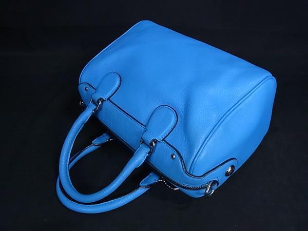 COACH コーチ ハンドバッグ F36677 ブルー レザー レディース 2WAY 美品