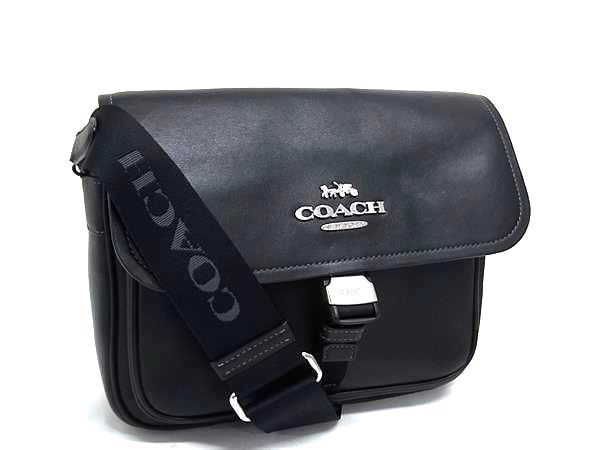 COACH コーチ ショルダーバッグ CR098 ブラック レザー ユニセックス シルバー金具 美品