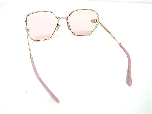 GUCCI グッチ サングラス インターロッキングG GG0818SA ゴールド ピンク メタル レディース 美品