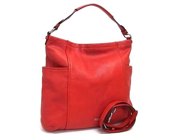 COACH コーチ ショルダーバッグ パーカー ホーボー F31323 レッド レザー レディース 2WAY 美品