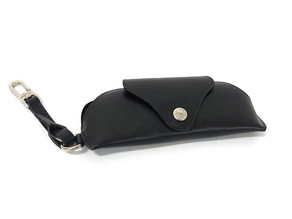 PRADA プラダ メガネケース 2RA002 ブラック レザー ユニセックス ストラップ付 美品
