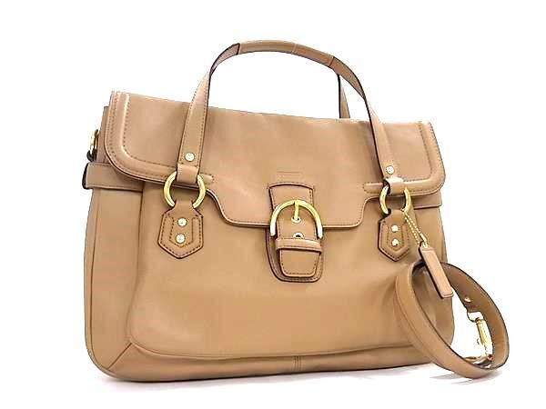 COACH コーチ ハンドバッグ F26127 ベージュ レザー レディース 2WAY ゴールド金具 超美品