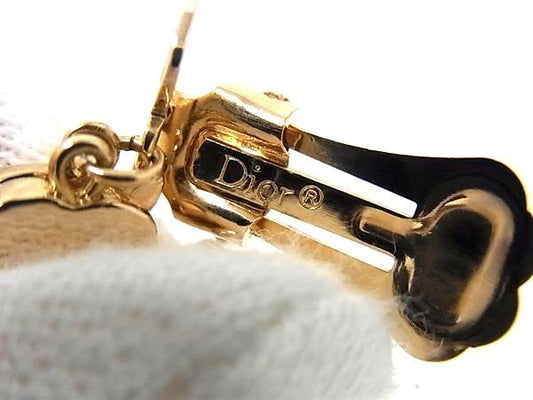 ChristianDior クリスチャンディオール イヤリング ゴールド メタル レディース ラインストーン クローバー 四つ葉 バードトリ 美品