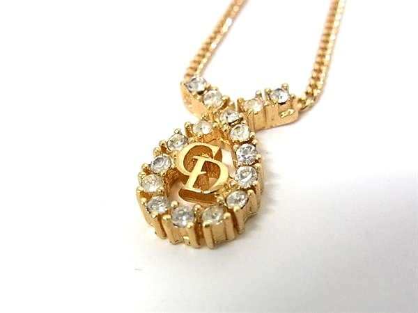 ChristianDior クリスチャンディオール ネックレス ロゴ ゴールド メタル レディース ラインストーン 新古未使用展示品