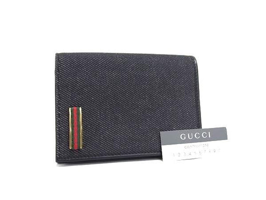 GUCCI グッチ 財布 シェリーライン 92748 ブラック系 キャンバス レザー メンズ 二つ折り 財布 超美品