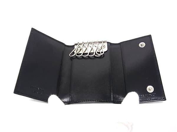 PRADA プラダ キーケース 1M0222 ブラック レザー ユニセックス 6連 シルバー金具 美品