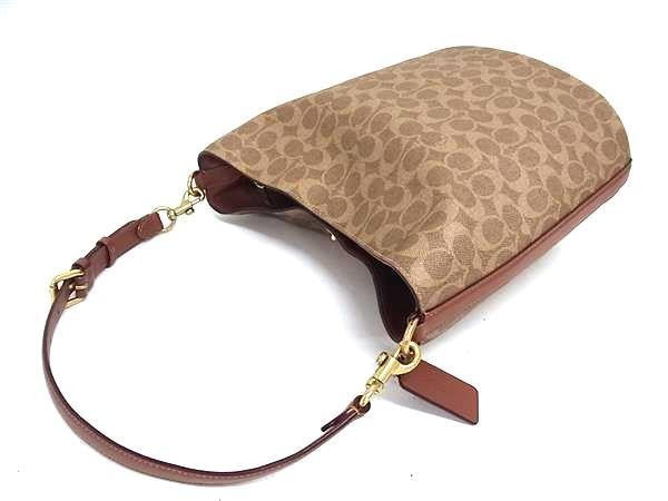 COACH コーチ ショルダーバッグ シグネチャー ウィロウ CW882 ブラウン系 PVC×レザー レディース ゴールド金具 美品