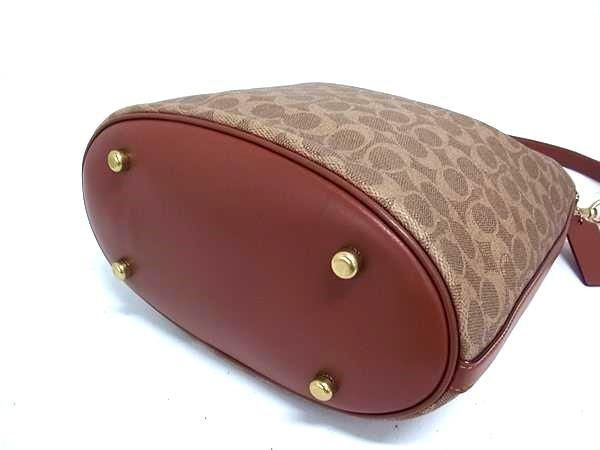 COACH コーチ ショルダーバッグ シグネチャー ウィロウ CW882 ブラウン系 PVC×レザー レディース ゴールド金具 美品