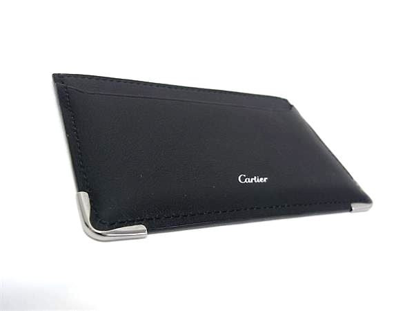 CARTIER カルティエ カードケース マストライン ブラック レザー ユニセックス シルバー金具 美品