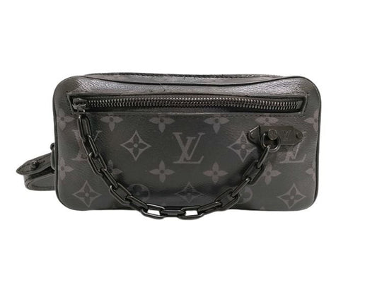 LOUIS VUITTON ルイヴィトン クラッチバッグ モノグラム エクリプス ポシェット ヴォルガ M68321 ブラック×グレー系 PVC レザー メンズ リストレット セカンドバッグ