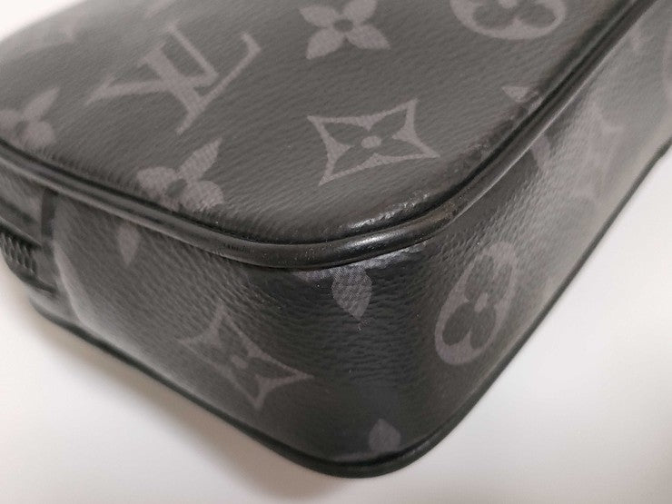 LOUIS VUITTON ルイヴィトン クラッチバッグ モノグラム エクリプス ポシェット ヴォルガ M68321 ブラック×グレー系 PVC レザー メンズ リストレット セカンドバッグ