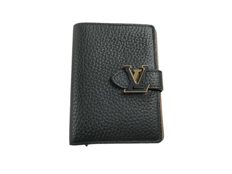 LOUIS VUITTON ルイヴィトン 二つ折り財布 LV ヴェルティカル ウォレット コンパクト M81561 ノワール系 トリヨンレザー レディース 超美品