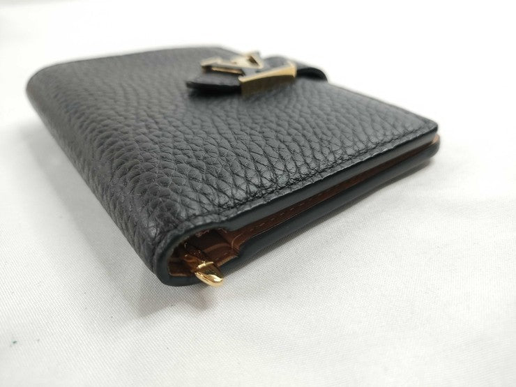 LOUIS VUITTON ルイヴィトン 二つ折り財布 LV ヴェルティカル ウォレット コンパクト M81561 ノワール系 トリヨンレザー レディース 超美品