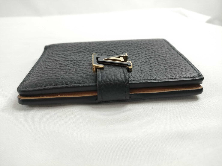 LOUIS VUITTON ルイヴィトン 二つ折り財布 LV ヴェルティカル ウォレット コンパクト M81561 ノワール系 トリヨンレザー レディース 超美品