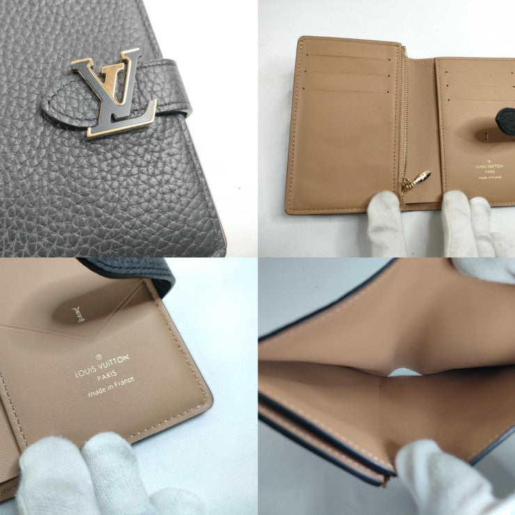 LOUIS VUITTON ルイヴィトン 二つ折り財布 LV ヴェルティカル ウォレット コンパクト M81561 ノワール系 トリヨンレザー レディース 超美品
