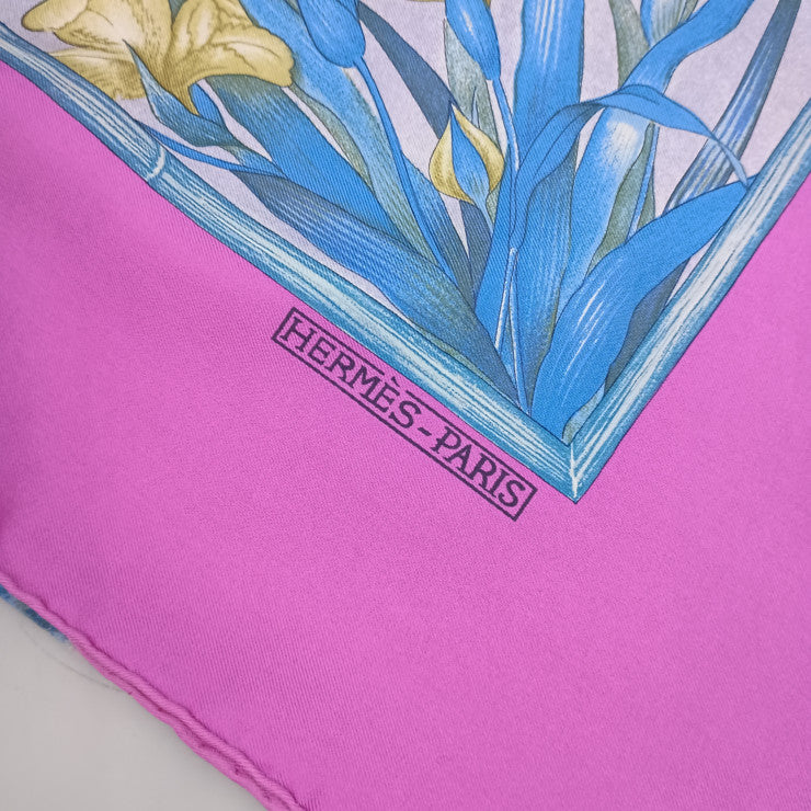 HERMES エルメス スカーフ カレ90 マルチカラー系 シルク100% レディース GIVERNY 美品