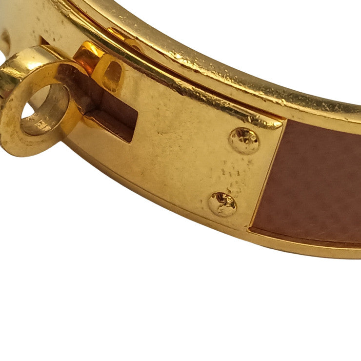 HERMES エルメス バングル ケリー ゴールド ブラウン系 メタル レザー レディース