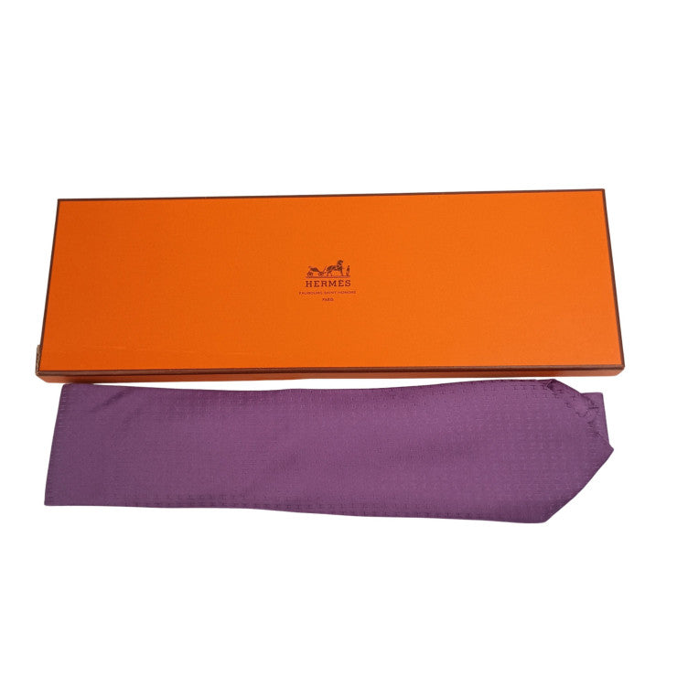 HERMES エルメス ネクタイ パープル系 シルク100% メンズ H柄 超美品