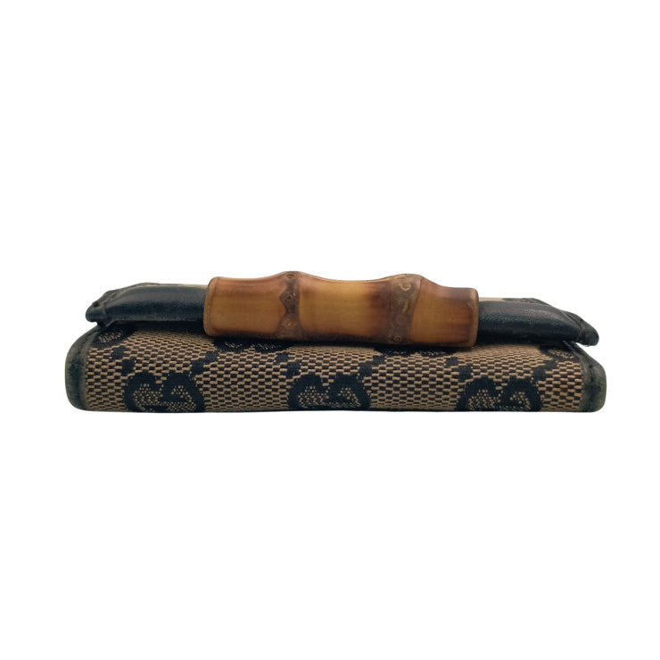 GUCCI グッチ キーケース バンブー 112552.2149 ブラウン系 ブラック GGキャンバス レザー ユニセックス 6連 美品