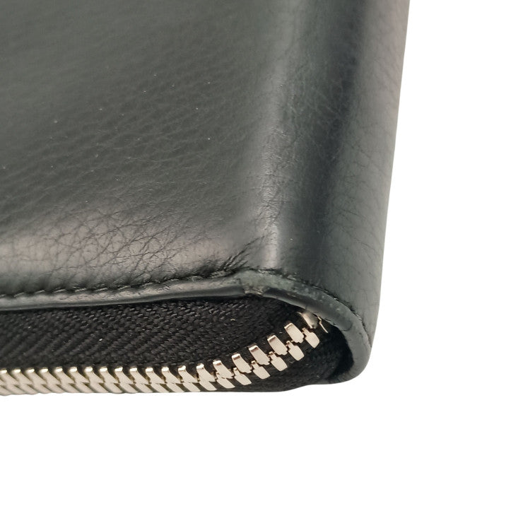 BALENCIAGA バレンシアガ 長財布 エブリデイ 490625 ブラック系 レザー ユニセックス ロゴ ラウンドファスナー 美品
