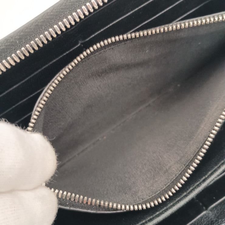 BALENCIAGA バレンシアガ 長財布 エブリデイ 490625 ブラック系 レザー ユニセックス ロゴ ラウンドファスナー 美品