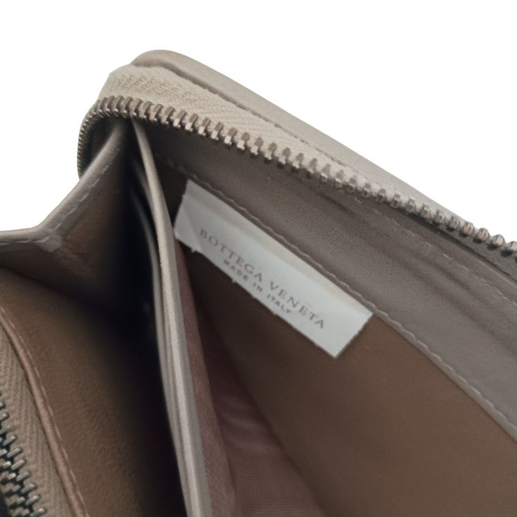BOTTEGA VENETA ボッテガヴェネタ 長財布 イントレチャート 510643 グレー系 レザー ユニセックス ラウンドファスナー 美品