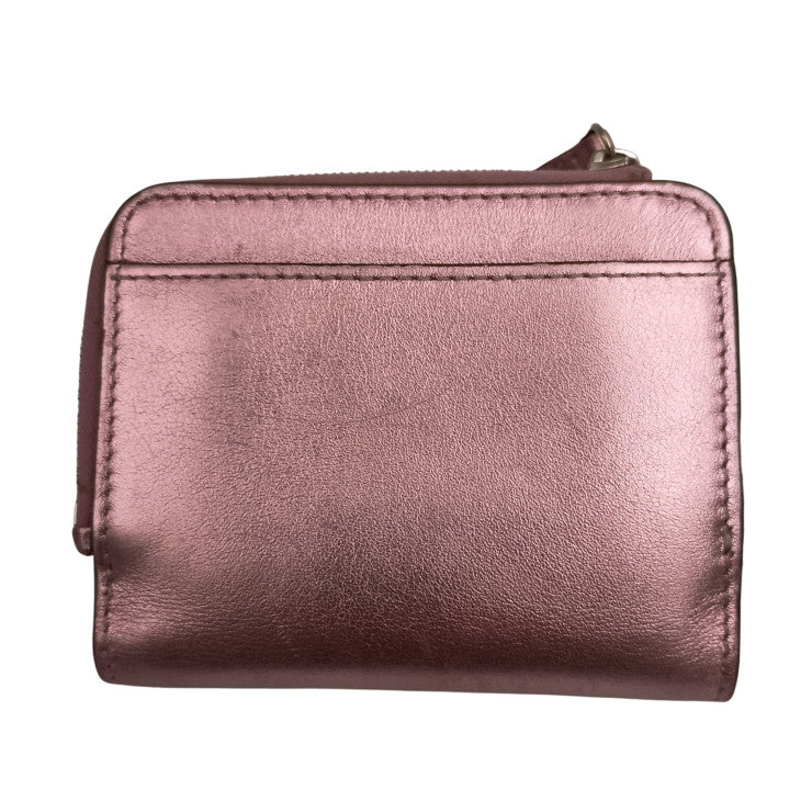 FENDI フェンディ 二つ折り財布 FFダイヤモンド 8M0490 メタリックピンク系 レザー レディース シルバー金具 美品