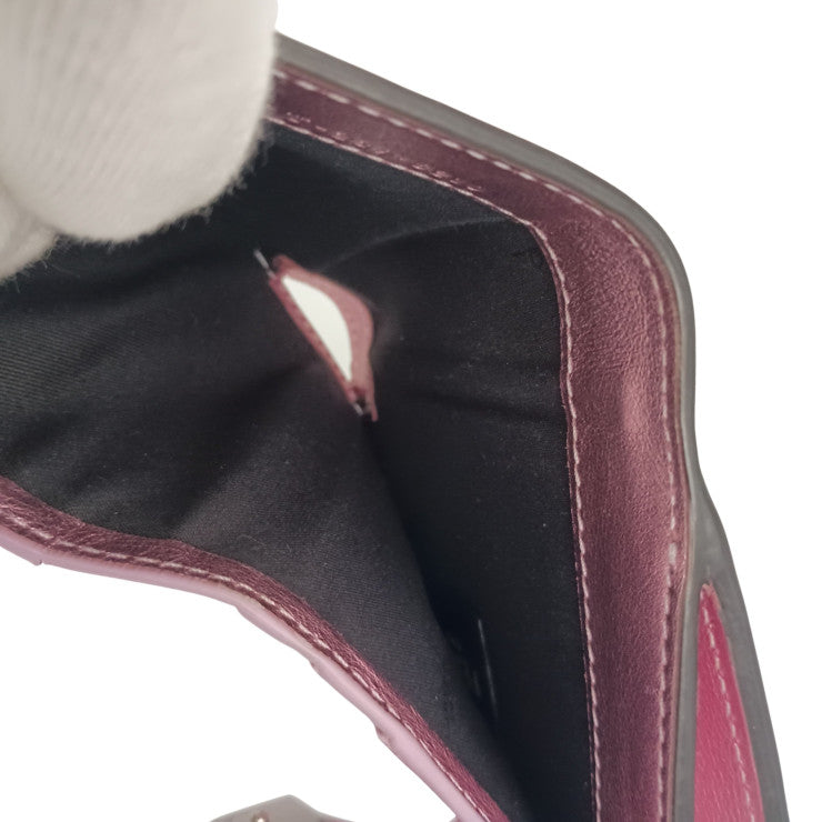 FENDI フェンディ 二つ折り財布 FFダイヤモンド 8M0490 メタリックピンク系 レザー レディース シルバー金具 美品