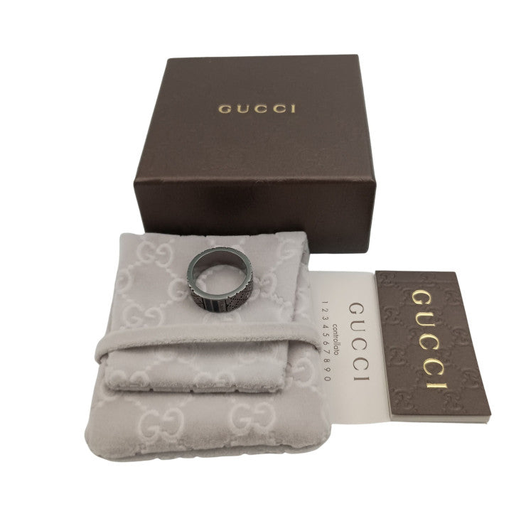 GUCCI グッチ 指輪 ディアマンティッシマ ブラック系 Ag925 レディース リング 美品