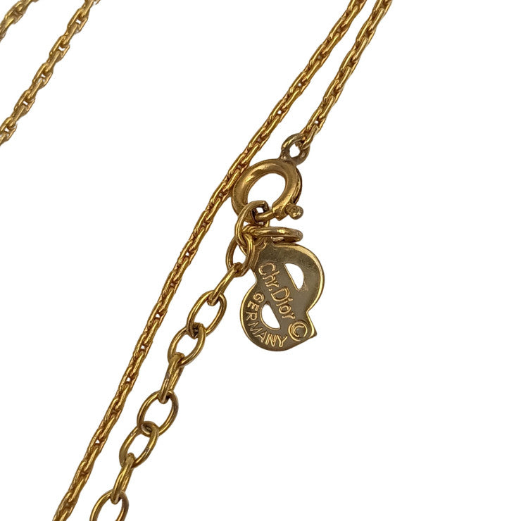 Christian Dior クリスチャンディオール ネックレス ゴールド系 メタル レディース ラインストーン 美品