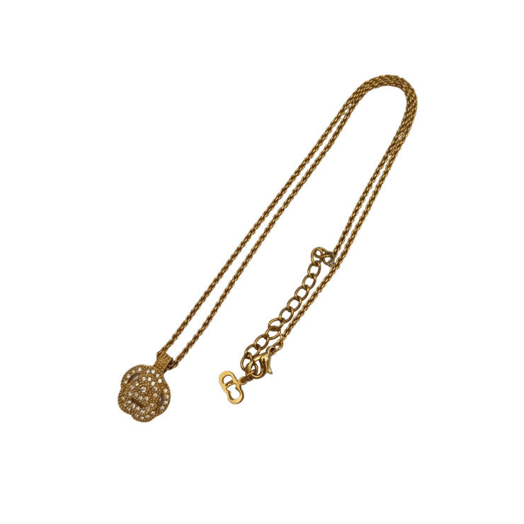 Christian Dior クリスチャンディオール ネックレス ラインストーン ネックレス ゴールド系 メタル レディース ラインストーン 美品