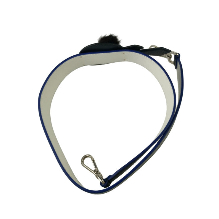 FENDI フェンディ ストラップ STRAP YOU KARLITO ストラップ ユー カーリト 8AV077 5R7 ブラック系 レザー ファー レディース ショルダーストラップ シルバー金具 美品