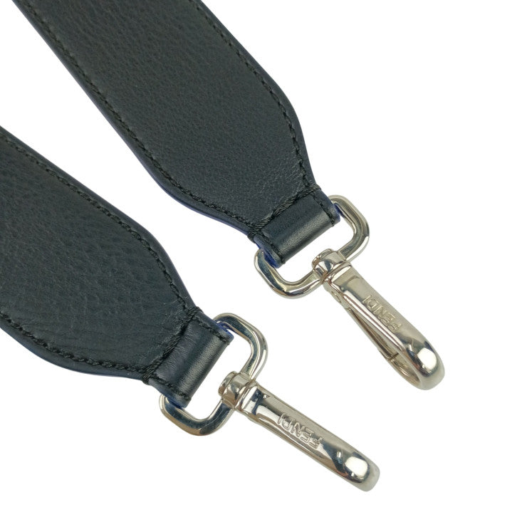 FENDI フェンディ ストラップ STRAP YOU KARLITO ストラップ ユー カーリト 8AV077 5R7 ブラック系 レザー ファー レディース ショルダーストラップ シルバー金具 美品