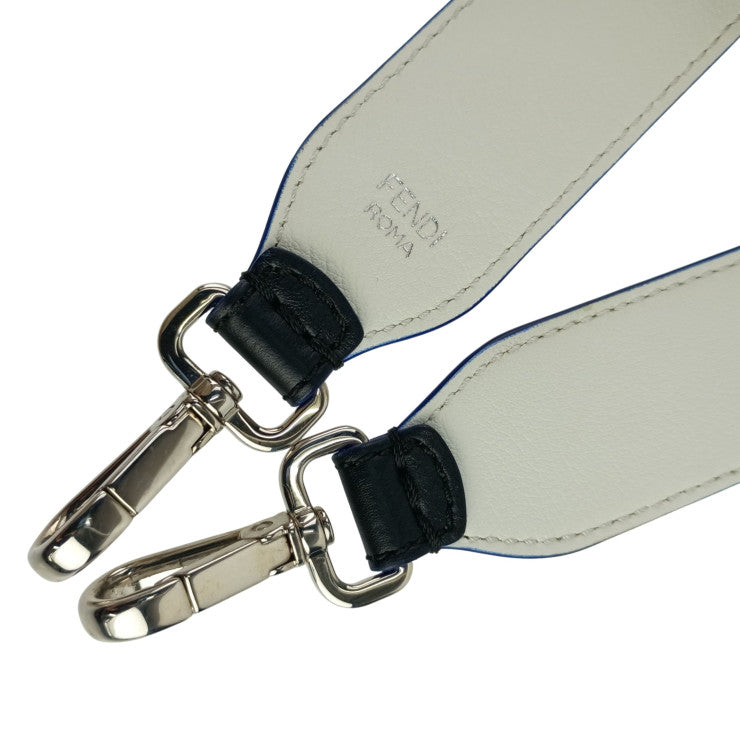 FENDI フェンディ ストラップ STRAP YOU KARLITO ストラップ ユー カーリト 8AV077 5R7 ブラック系 レザー ファー レディース ショルダーストラップ シルバー金具 美品