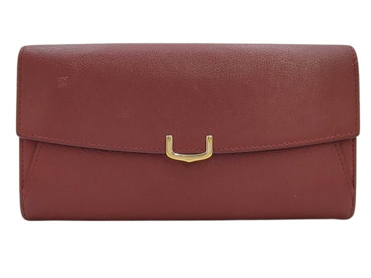 CARTIER カルティエ 長財布 C ドゥ カルティエ インターナショナル ウォレット ボルドー系 レザー レディース フラップ 美品