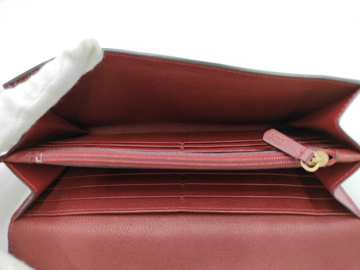 CARTIER カルティエ 長財布 C ドゥ カルティエ インターナショナル ウォレット ボルドー系 レザー レディース フラップ 美品