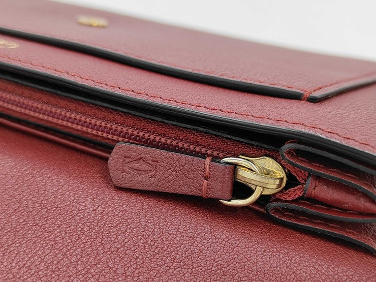 CARTIER カルティエ 長財布 C ドゥ カルティエ インターナショナル ウォレット ボルドー系 レザー レディース フラップ 美品