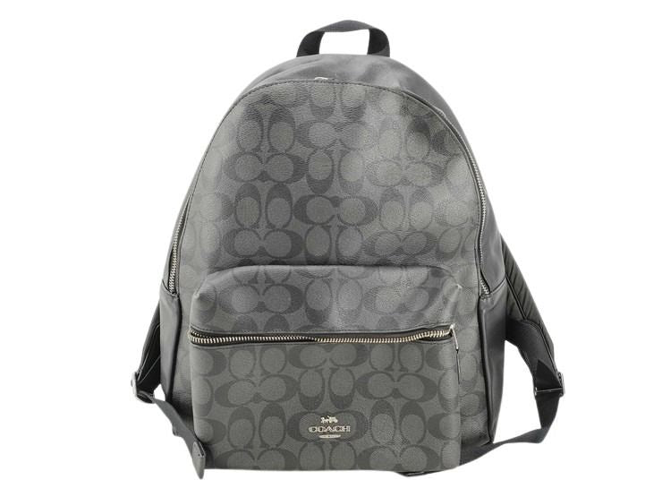 COACH コーチ リュックサック シグネチャー F58314 ブラック系 PVC レザー ユニセックス 美品