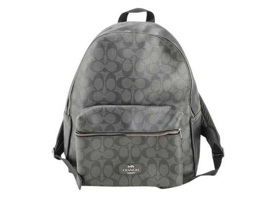 COACH コーチ リュックサック シグネチャー F58314 ブラック系 PVC レザー ユニセックス 美品